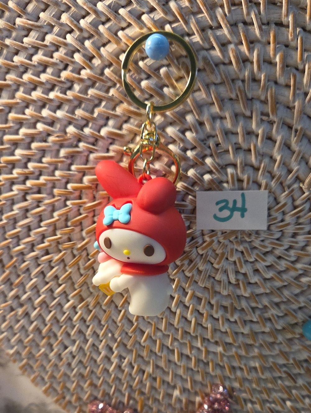 5 For 25 Or 8 Each Hello kitty Keychain Charm with Blue Bow -